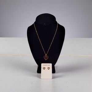 Gold Heart Necklace and Earring Set